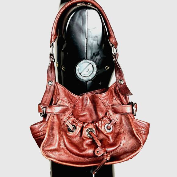 B. Makowsky Women’s Brown Pebbled Leather Single Strap Shoulder Bag - Picture 1 of 6